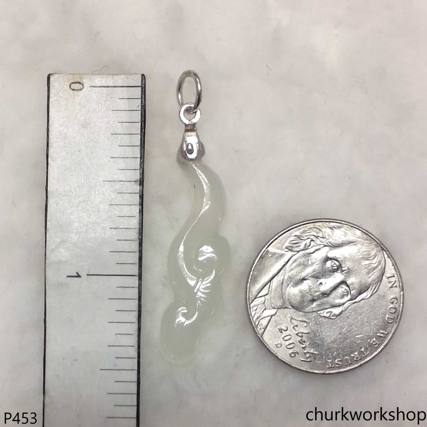 Icy white jade Ruyi pendant
