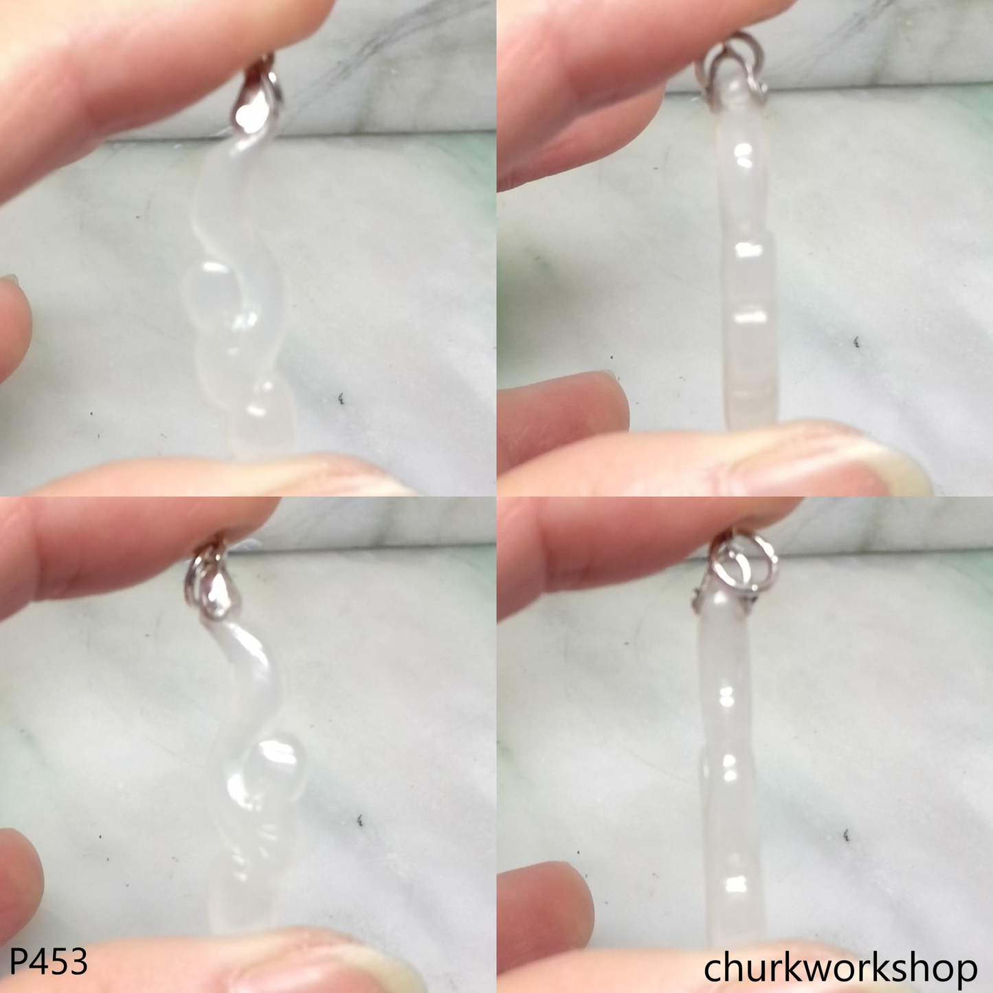 Icy white jade Ruyi pendant