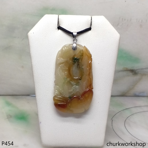 Multi-color jade carved pendant
