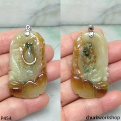 Multi-color jade carved pendant