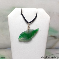 Green jade bird 14K pendant