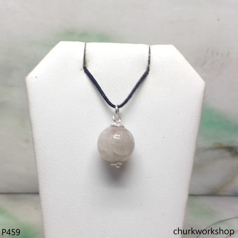 Lavender carved jade bead pendant