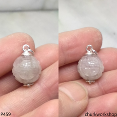 Lavender carved jade bead pendant
