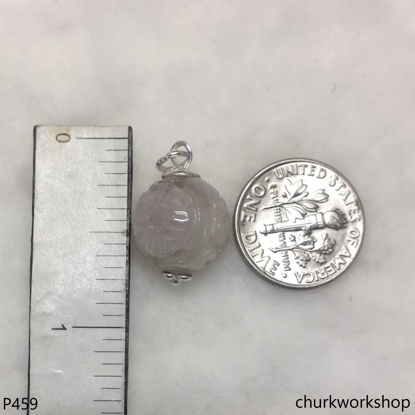 Lavender carved jade bead pendant