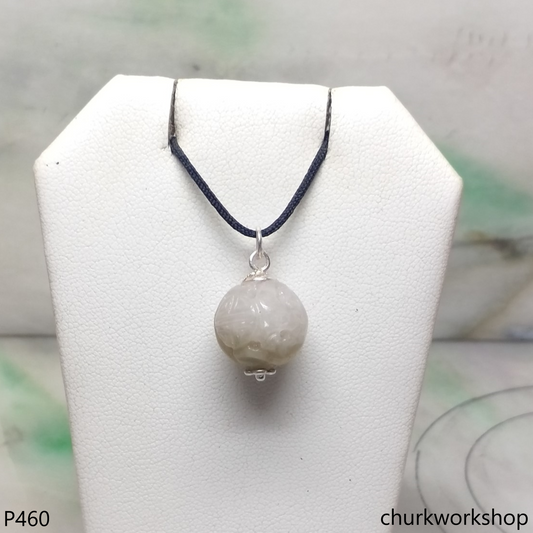 Lavender carved jade bead pendant