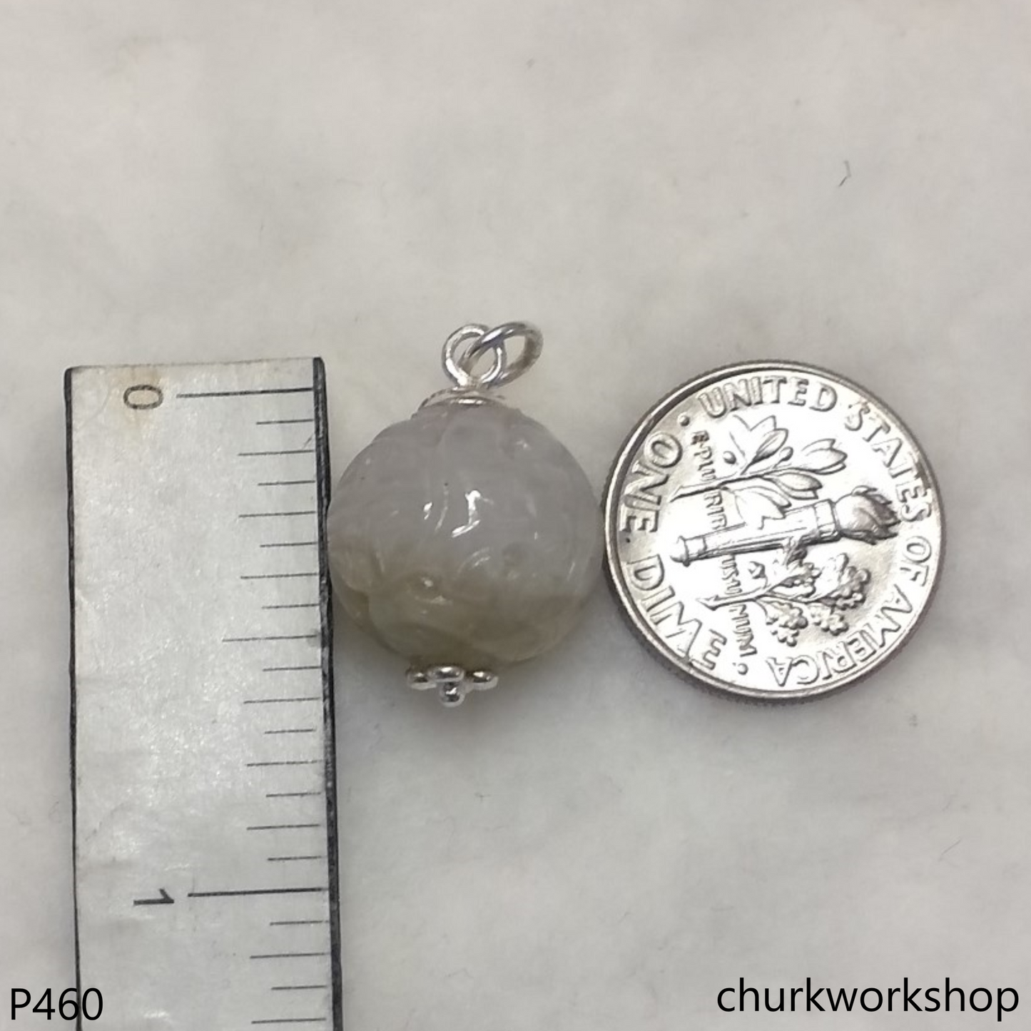 Lavender carved jade bead pendant