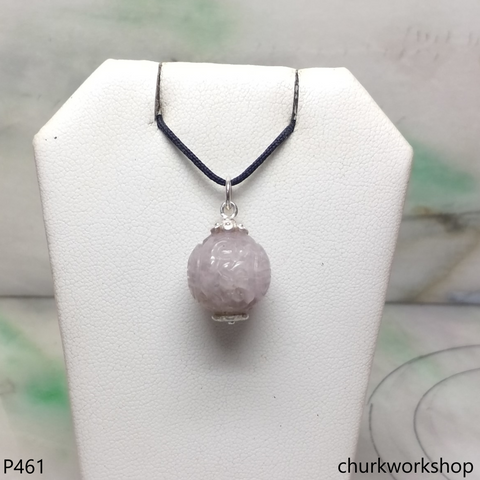 Lavender carved jade bead pendant