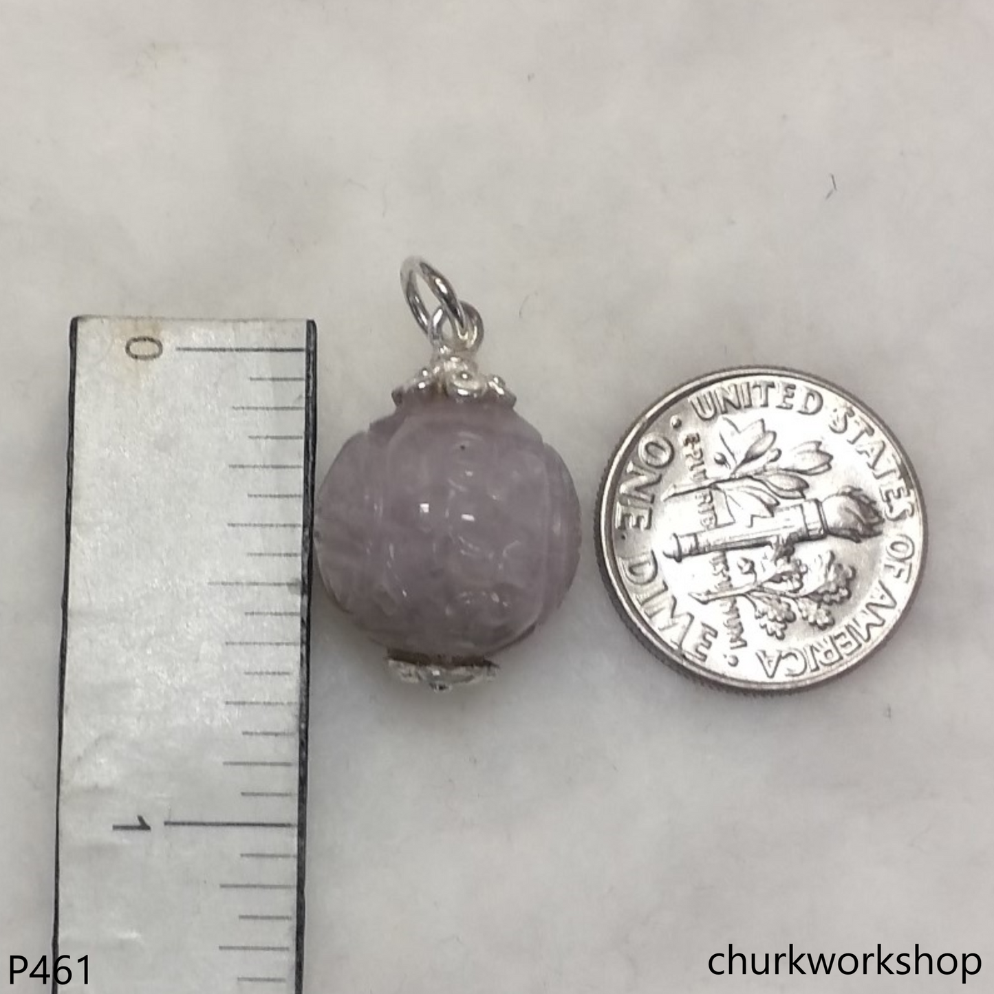 Lavender carved jade bead pendant