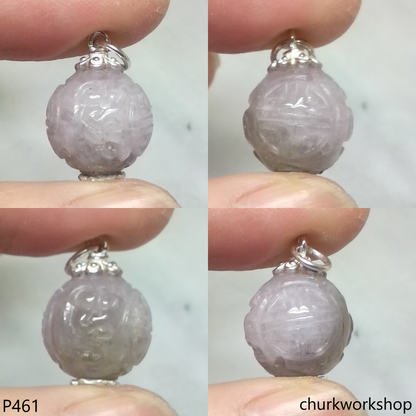 Lavender carved jade bead pendant