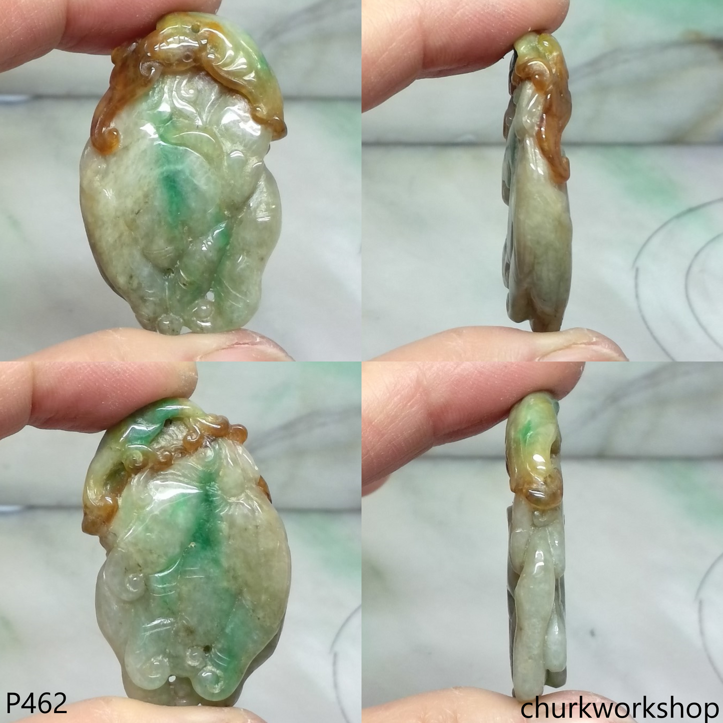 Carved jade pendant.