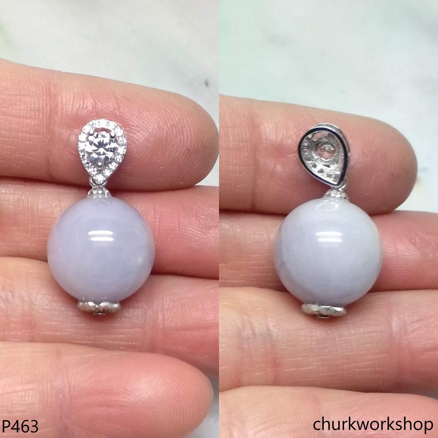 Lavender jade bead pendant