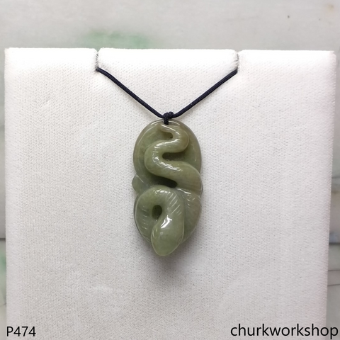 Molt green jade snake pendant