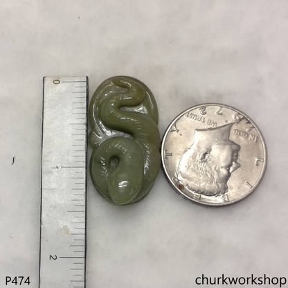 Molt green jade snake pendant