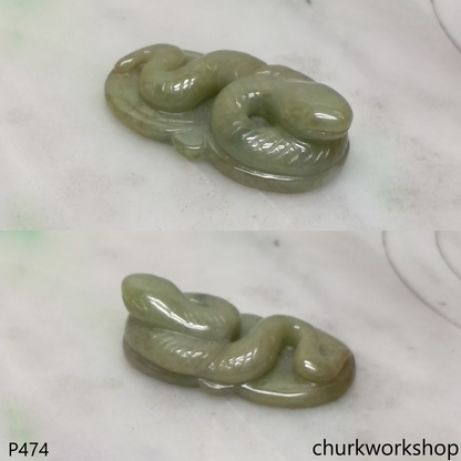 Molt green jade snake pendant