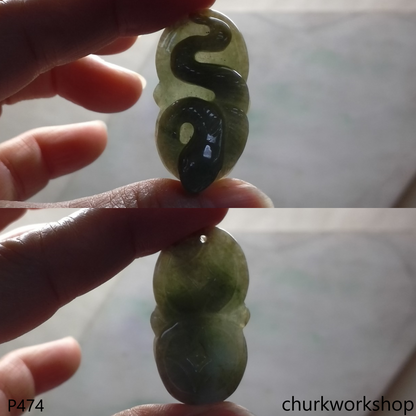 Molt green jade snake pendant