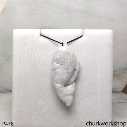 Lavender jade fish pendant