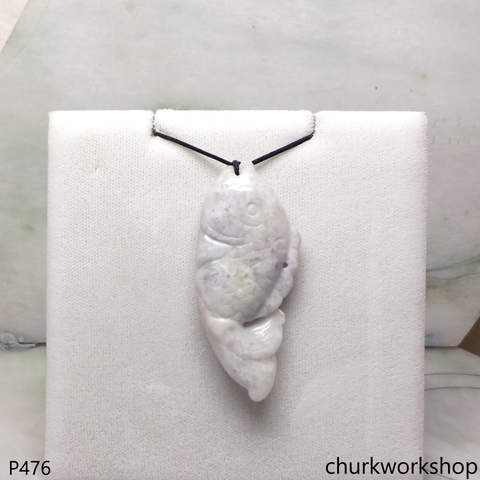 Lavender jade fish pendant