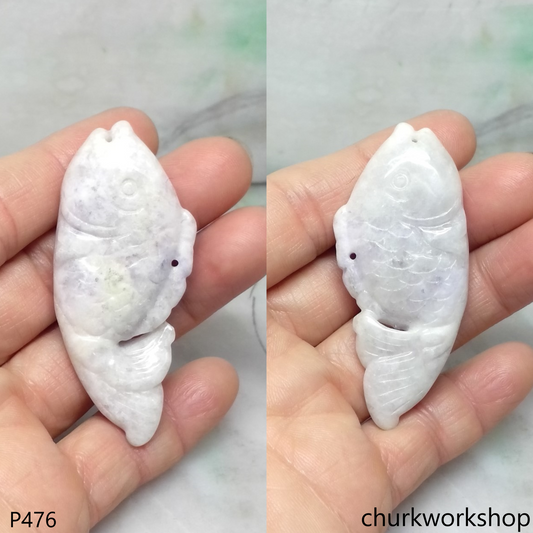 Lavender jade fish pendant