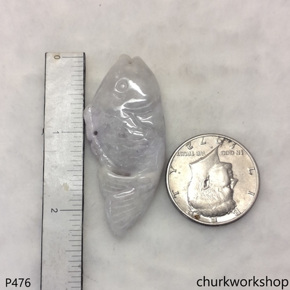Lavender jade fish pendant