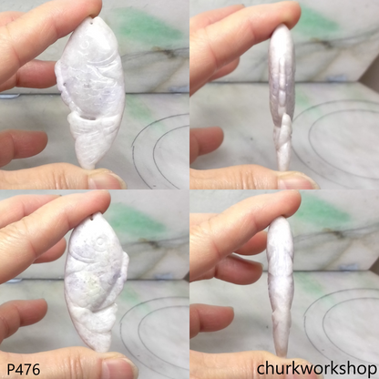 Lavender jade fish pendant