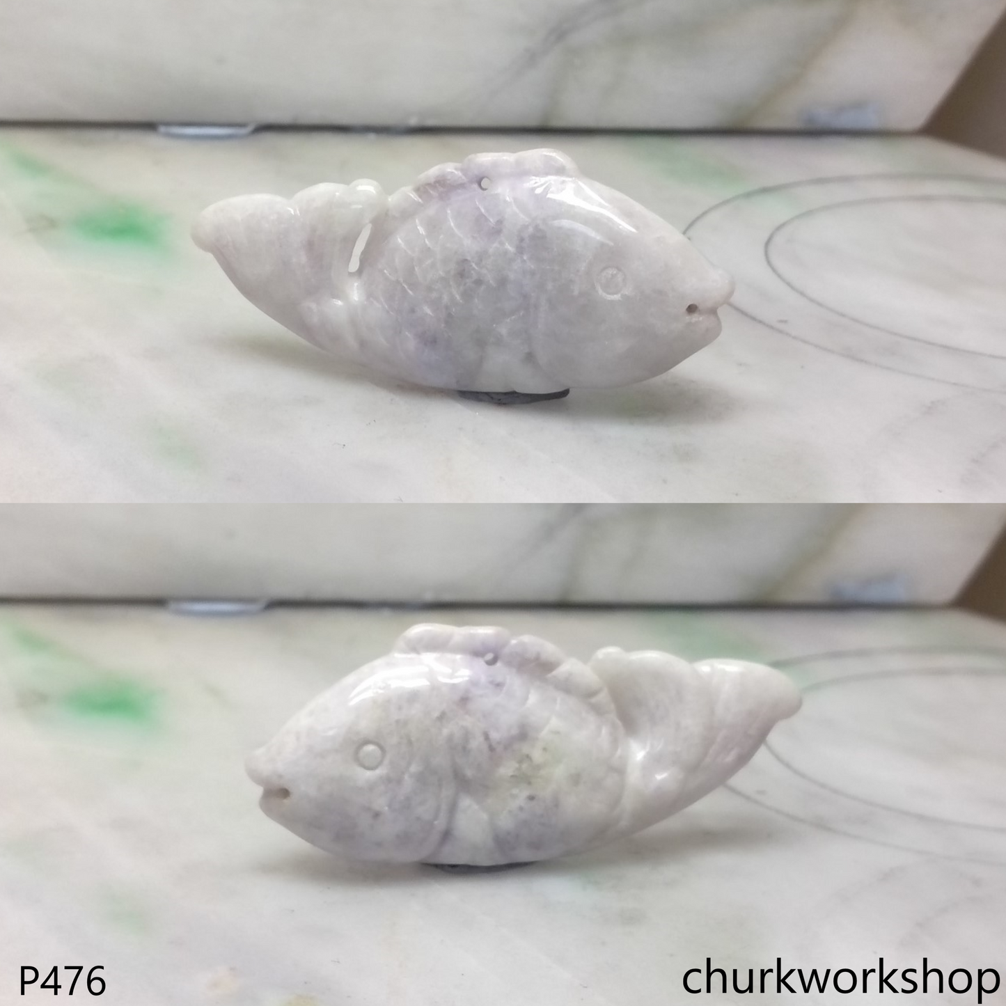 Lavender jade fish pendant
