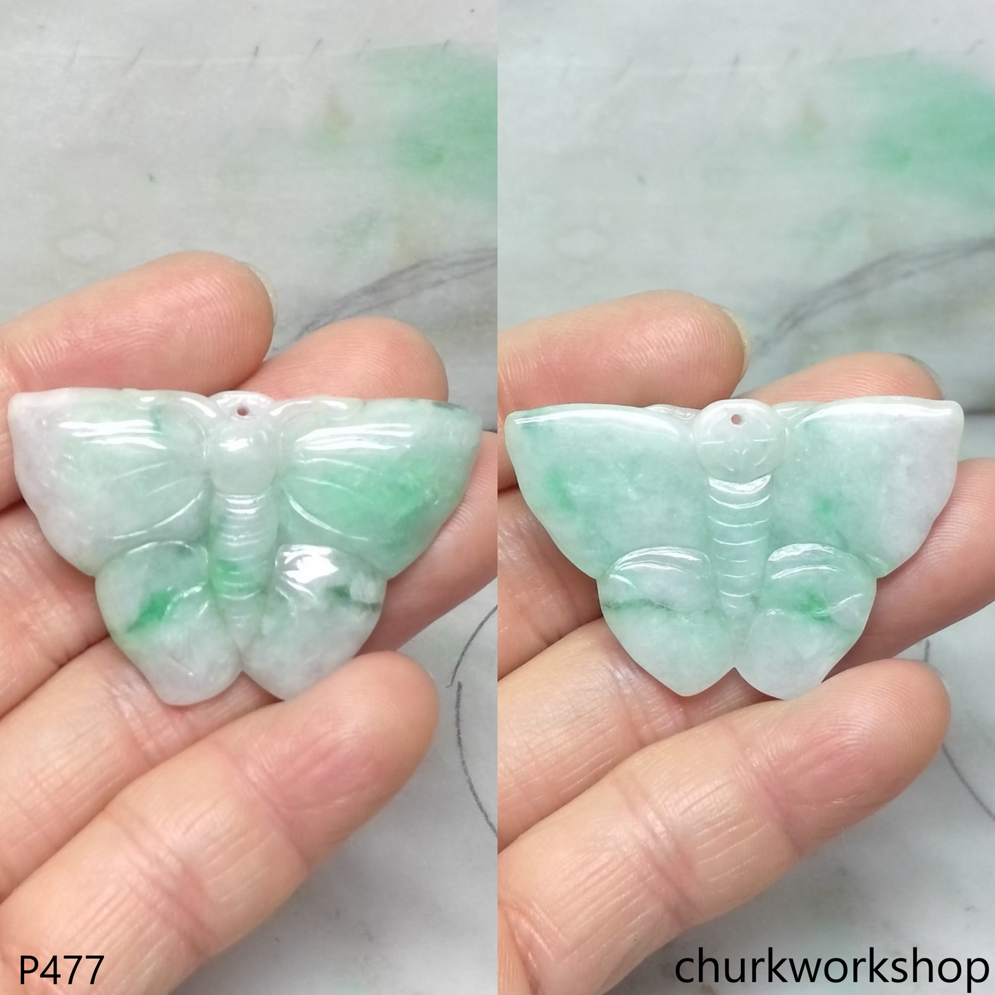 Jade butterfly pendant