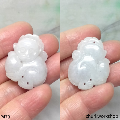 White jade monkey pendant