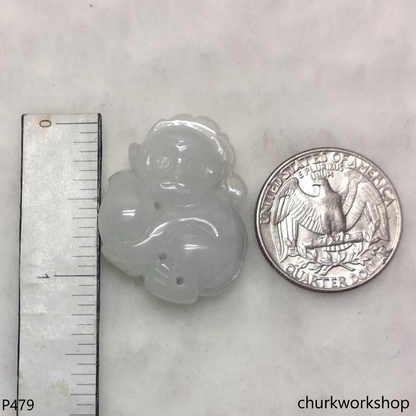 White jade monkey pendant