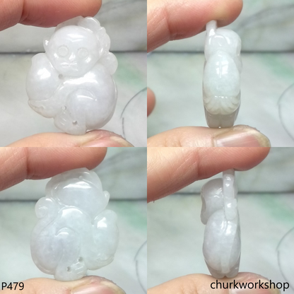 White jade monkey pendant
