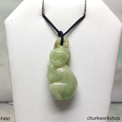 Light green jade monkey pendant