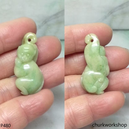 Light green jade monkey pendant