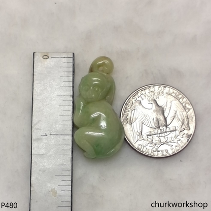 Light green jade monkey pendant