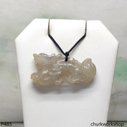 Pale brownish jade dragon pendant