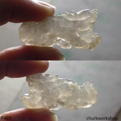 Pale brownish jade dragon pendant