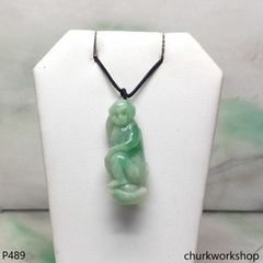 Light green jade monkey pendant