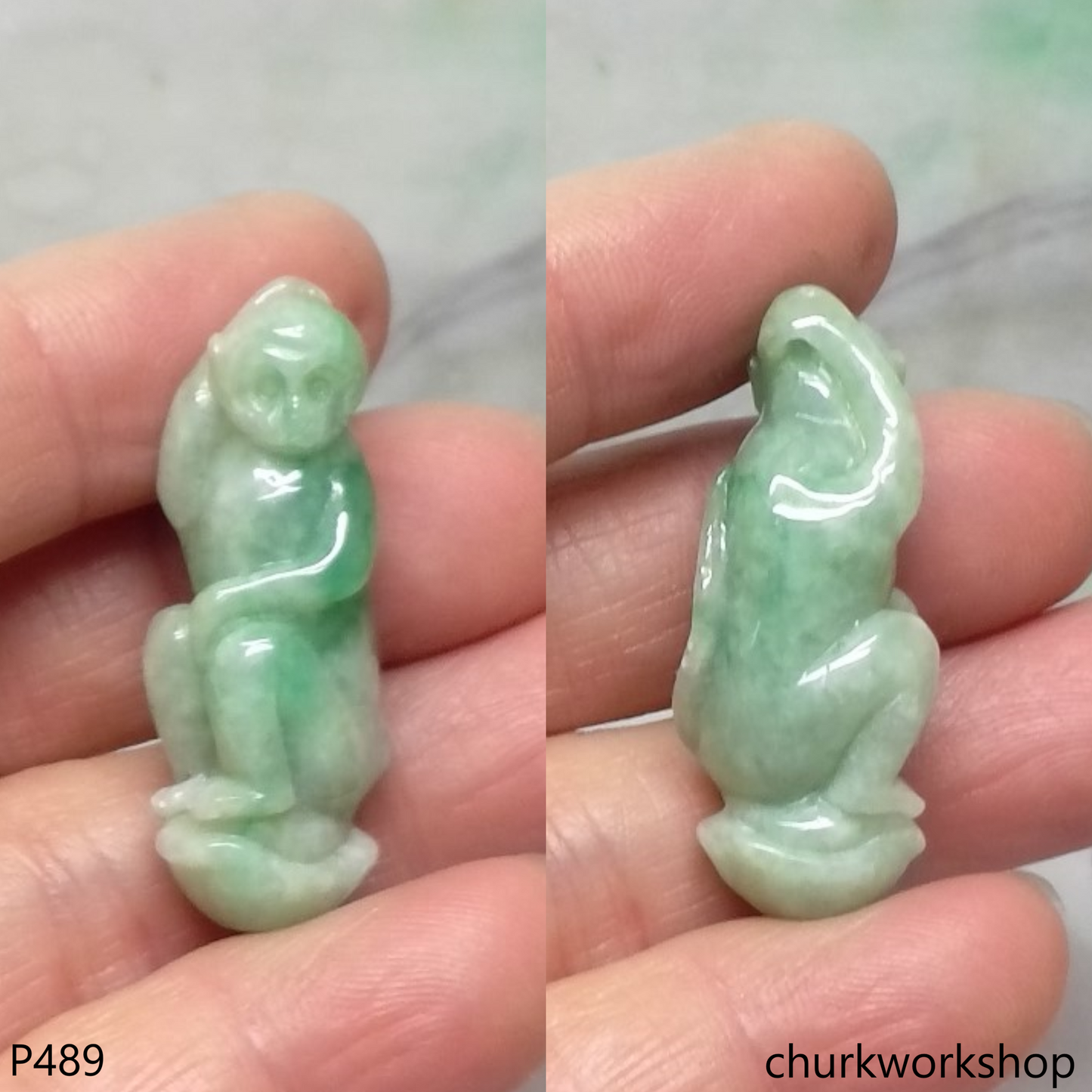 Light green jade monkey pendant