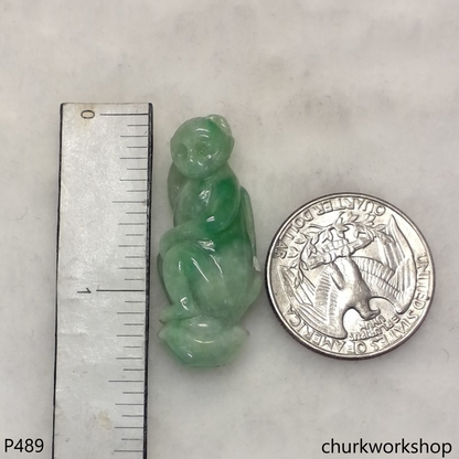 Light green jade monkey pendant