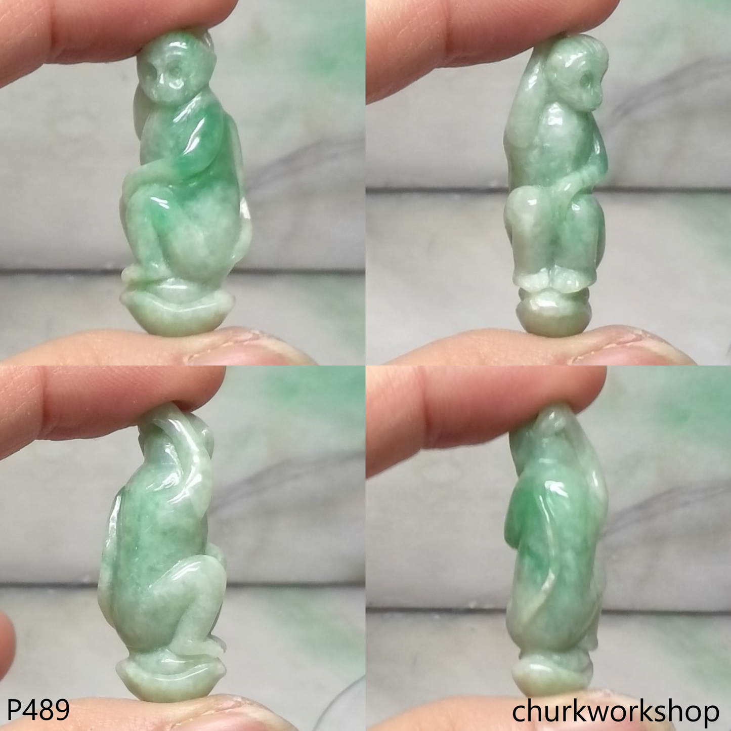 Light green jade monkey pendant