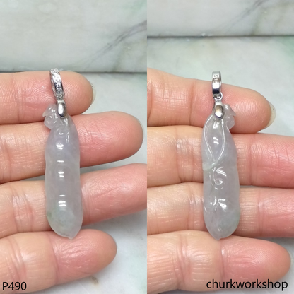 Pale lavender jade bean pendant