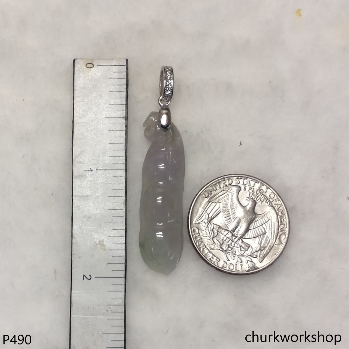 Pale lavender jade bean pendant