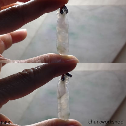 Pale lavender jade bean pendant