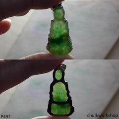 Oily green lady Buddha pendant