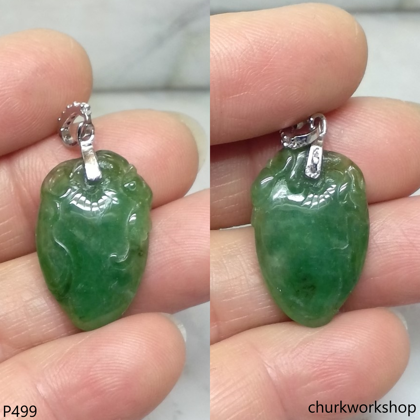 Oily jade peach pendant