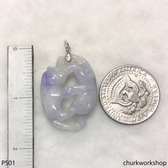 Lavender jade cat pendant
