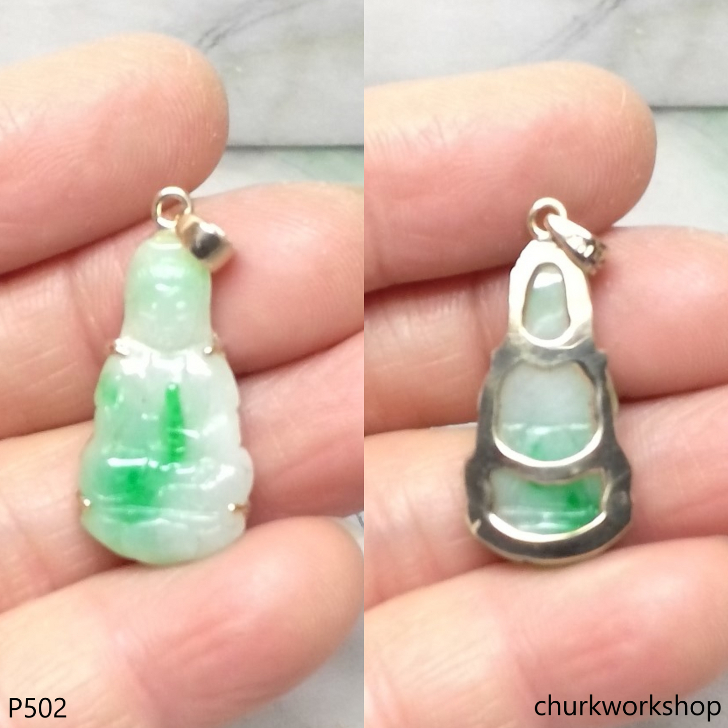 Reseved for Tami     14K white gold lady jade Buddha
