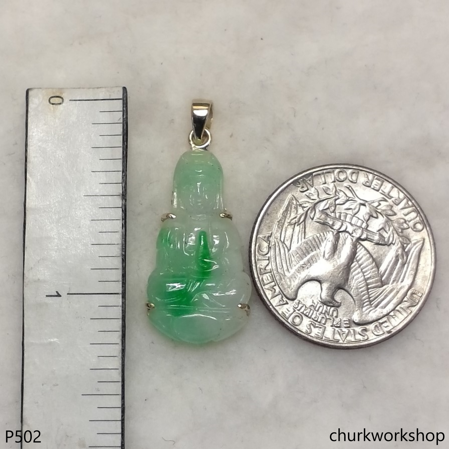 Reseved for Tami     14K white gold lady jade Buddha