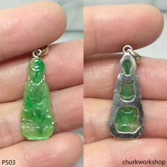 Small oily green lady Buddha pendant