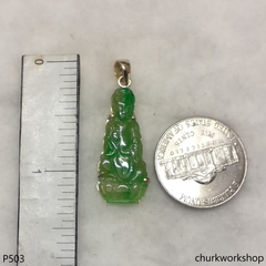 Small oily green lady Buddha pendant