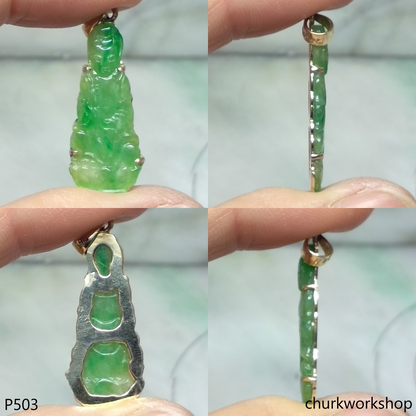 Small oily green lady Buddha pendant
