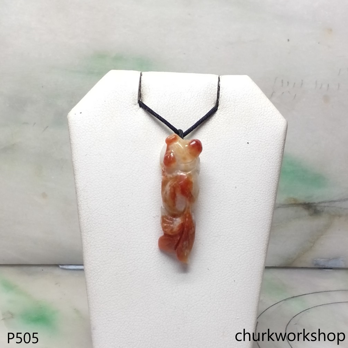 Red jade gold fish pendant